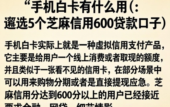 手机白卡有什么用，遴选5个芝麻信用600贷款口子