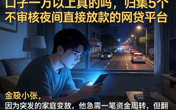 口子一万以上真的吗，归集5个不审核夜间直接放款的网贷平台