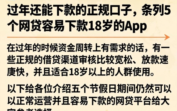 过年还能下款的正规口子，条列5个网贷容易下款18岁的app