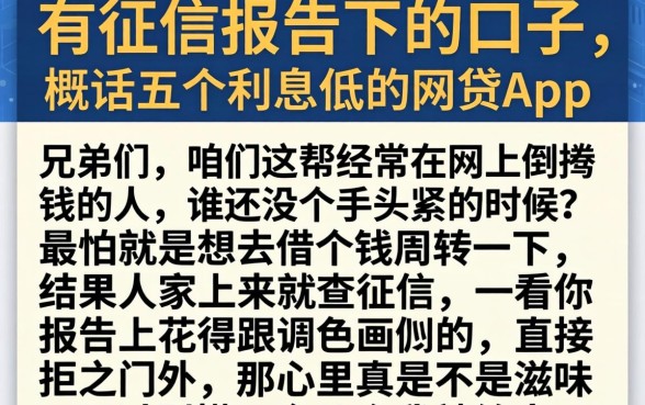 有征信报告下的口子，概括五个利息低的网贷app