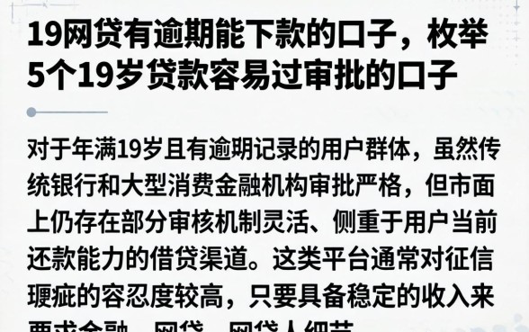19网贷有逾期能下款的口子，枚举5个19岁贷款容易过审批的口子