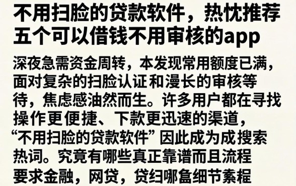 不用扫脸的贷款软件，热忱推荐五个可以借钱不用审核的app