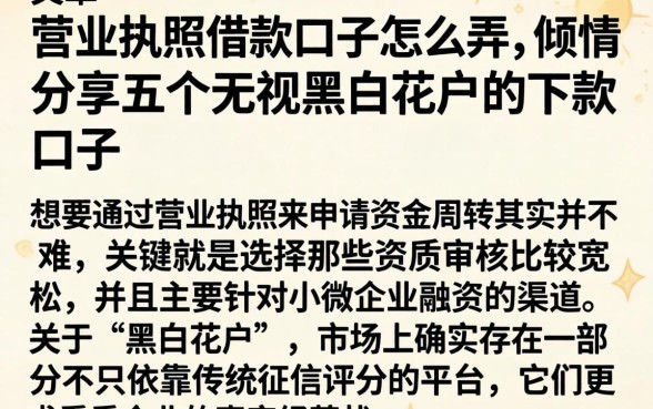营业执照借款口子怎么弄，倾情分享五个无视黑白花户的下款口子