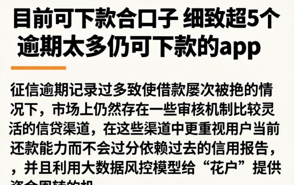 目前可下款的口子,细致阐述5个逾期太多仍可下款的app