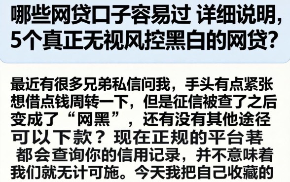 哪些网贷口子容易过，详尽说明5个真正无视风控黑白的网贷