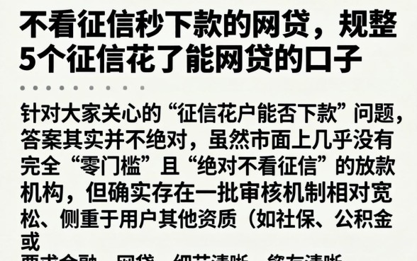 不看征信秒下款的网贷，规整5个征信花了能网贷的口子