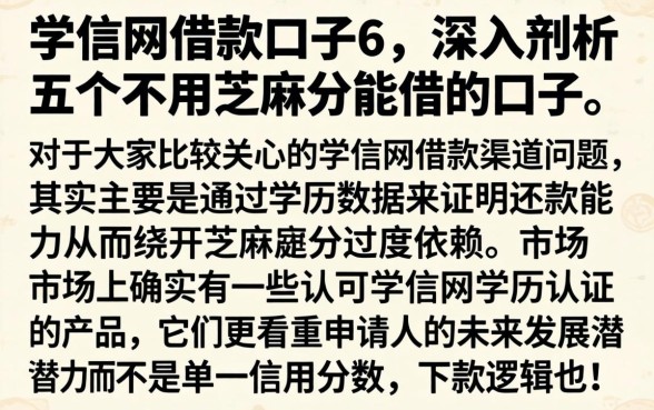 学信网借款口子6，深入剖析五个不用芝麻分能借的口子