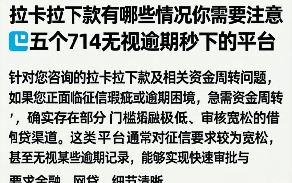拉卡拉下款有哪些情况你需要注意，详细阐述五个714无视逾期秒下的平台