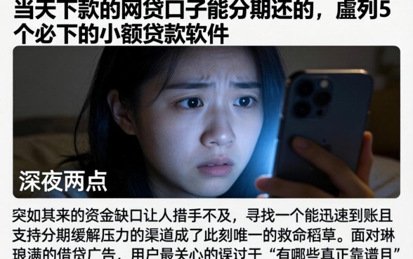 当天下款的网贷口子能分期还的，胪列5个必下的小额贷款软件