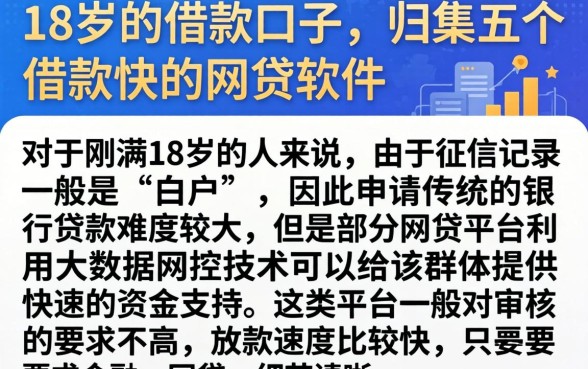 18岁的借款口子，归集五个借款快的网贷软件