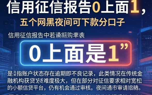 信用征信报告0上面是1，枚举五个网黑夜间可下款的口子