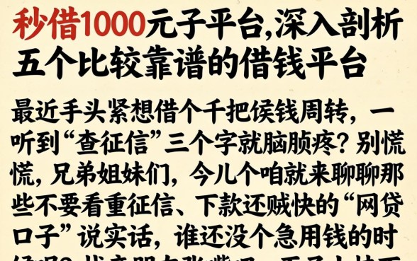 秒借1000元的平台，深入剖析五个比较靠谱的借钱平台