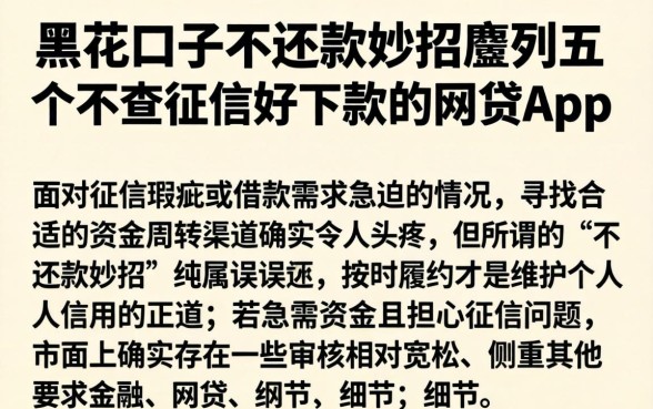黑花口子不还款妙招，胪列五个不查征信好下款的网贷app