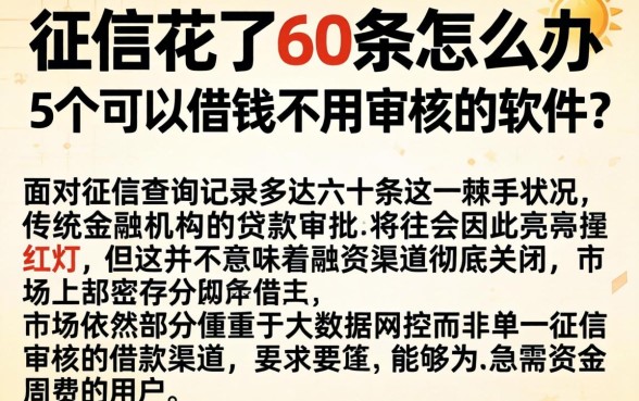 征信花了60条怎么办，详尽说明5个可以借钱不用审核的软件