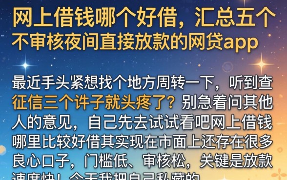 网上借钱哪个好借，汇总五个不审核夜间直接放款的网贷app