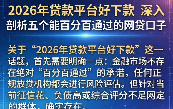 2026年贷款平台好下款，深入剖析五个能百分百通过的网贷口子