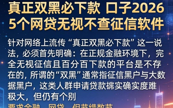真正双黑必下款的口子2026，概括5个网贷无视不查征信软件