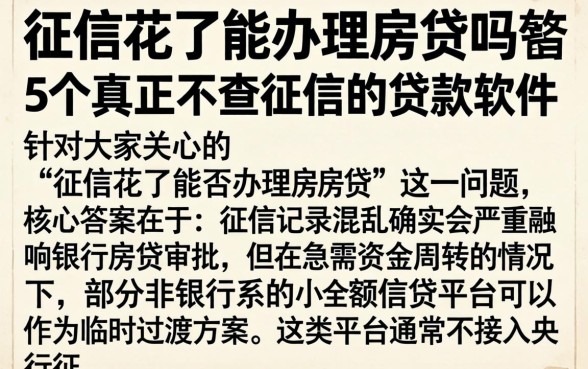 征信花了能办理房贷吗，整合5个真正不查征信的贷款软件