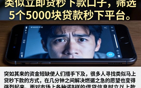 类似立即贷秒下款的口子，筛选5个5000块贷款秒下平台
