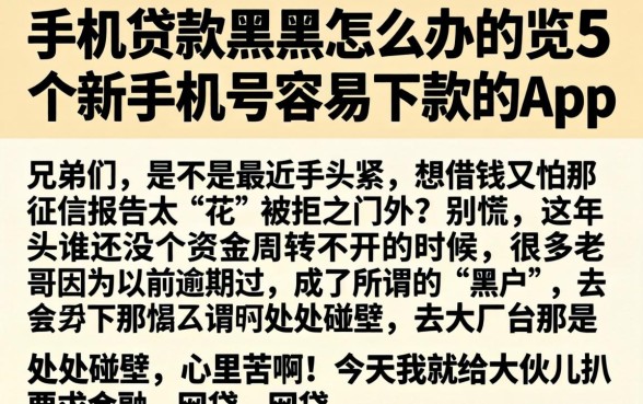 手机贷款黑户怎么办，概览5个新手机号容易下款的app