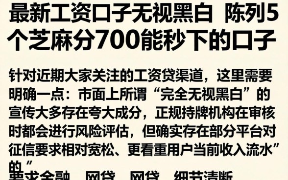 最新工资口子无视黑白，陈列5个芝麻分700能秒下的口子
