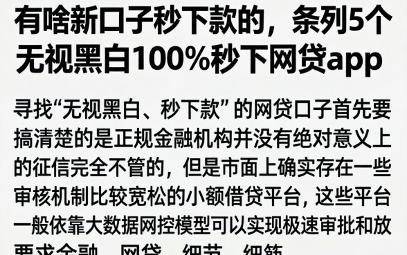有啥新口子秒下款的，条列5个无视黑白100%秒下网贷app