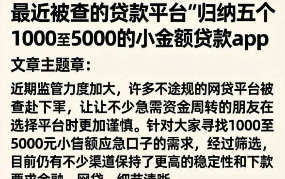 最近被查的贷款平台，归纳五个1000至5000的小额贷款app