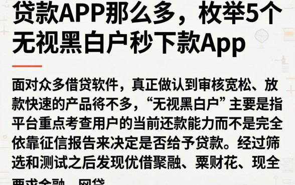 贷款APP那么多，枚举5个无视黑白户秒下款app
