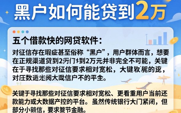 黑户如何能贷到2万，详细阐述五个借款快的网贷软件
