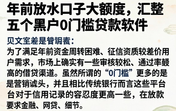 年前放水口子大额度，汇整五个黑户0门槛贷款软件