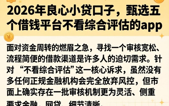 2026年良心小贷口子，甄选五个借钱平台不看综合评估的app