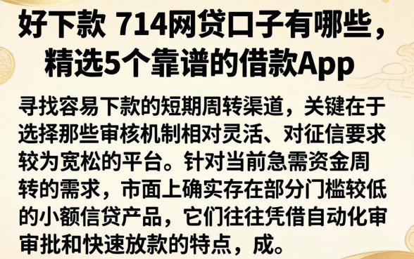 好下款的714网贷口子有哪些，精选5个靠谱的借款app