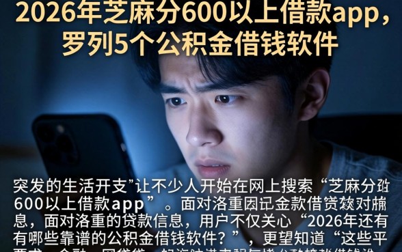 2026年芝麻分600以上借款app，罗列5个公积金借钱软件