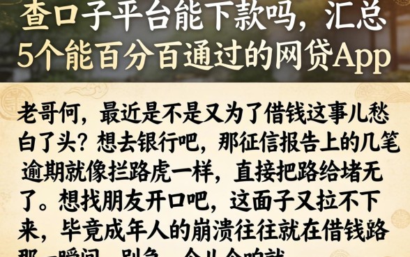 查口子平台能下款吗，汇总5个能百分百通过的网贷app