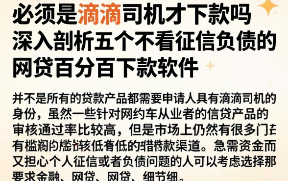 必须是滴滴司机才下款吗，深入剖析五个不看征信负债的网贷百分百下款软件