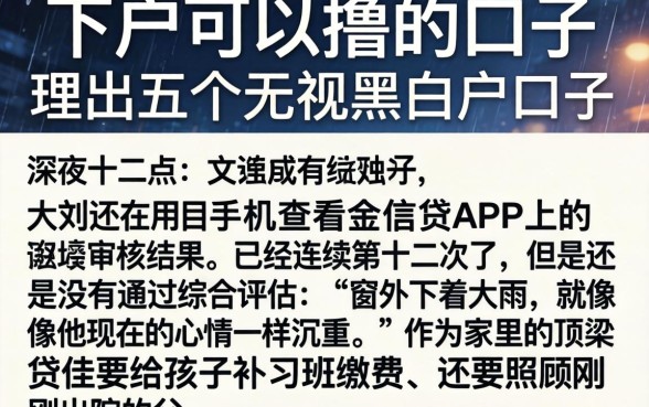 下户可以撸的口子，理出五个无视黑白户口子