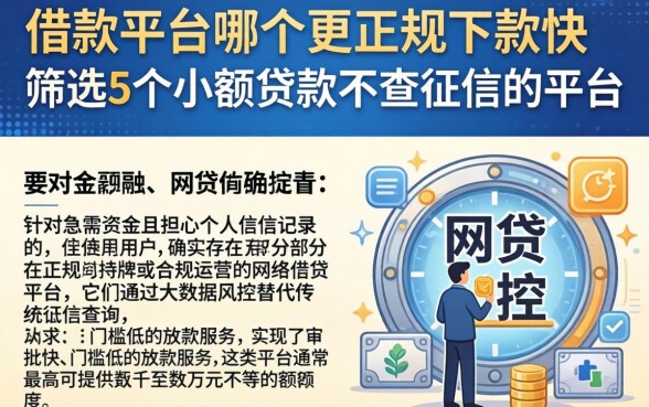 借款平台哪个更正规下款快，筛选5个小额贷款不查征信的平台