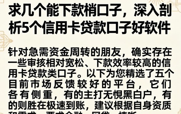 求几个能下款的口子，深入剖析5个信用卡贷款口子好软件