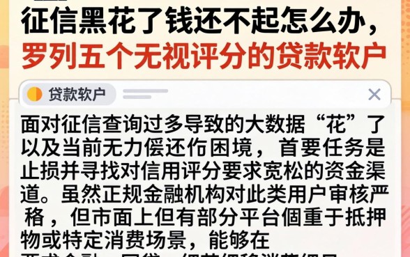 征信黑花了钱还不起怎么办，罗列五个无视评分的贷款软件