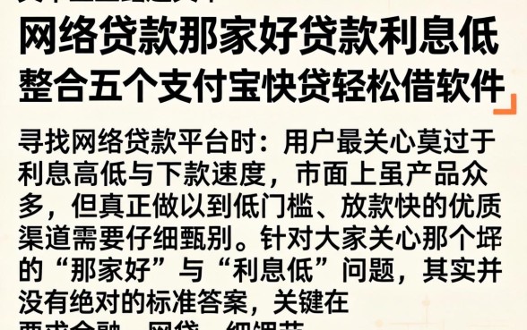 网络贷款哪家好贷款利息低,整合五个支付宝快贷轻松借软件