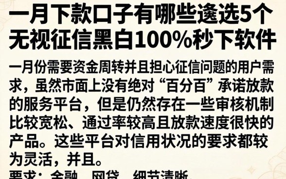 一月份下款的口子有那些，遴选5个无视征信黑白100%秒下软件