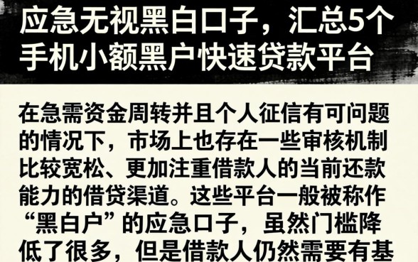 应急无视黑白口子，汇总5个手机小额黑户快速贷款平台
