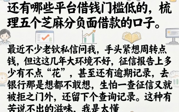 还有哪些平台借钱门槛低的，梳理五个芝麻分负面借款的口子