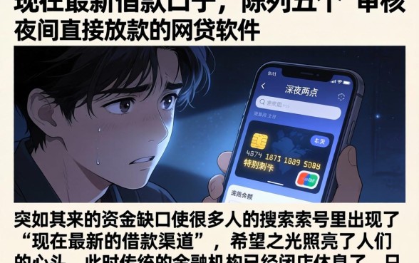 现在最新借款口子，陈列五个不审核夜间直接放款的网贷软件