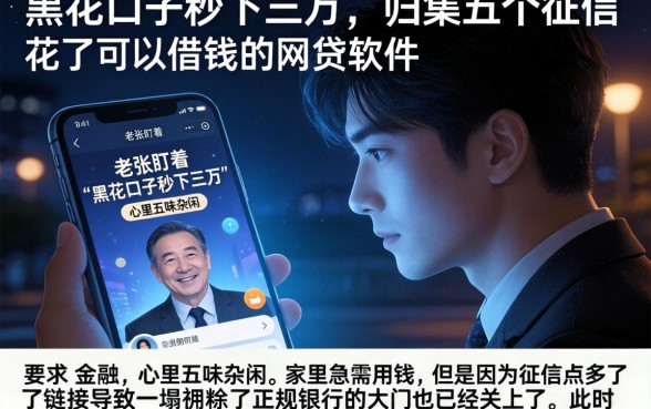 黑花口子秒下三万，归集五个征信花了可以借钱的网贷软件