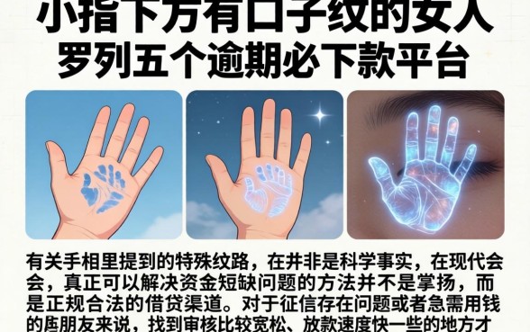 小指下方有口子纹的女人，罗列五个逾期必下款的平台