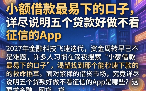 小额借款最易下的口子,详尽说明五个贷款好做不看征信的app