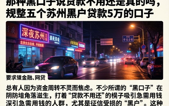 那种黑口子说贷款不用还是真的吗，规整五个苏州黑户贷款5万的口子