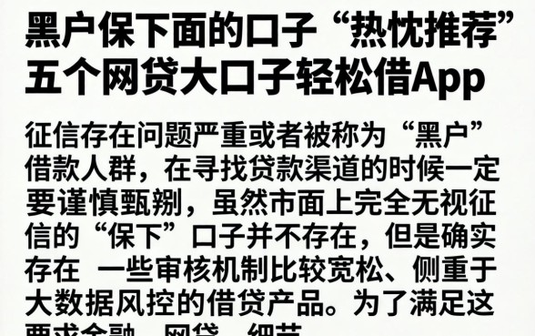 黑户保下面的口子，热忱推荐五个网贷大口子轻松借app