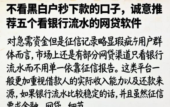 不看黑白户秒下款的口子，诚意推荐五个看银行流水的网贷软件